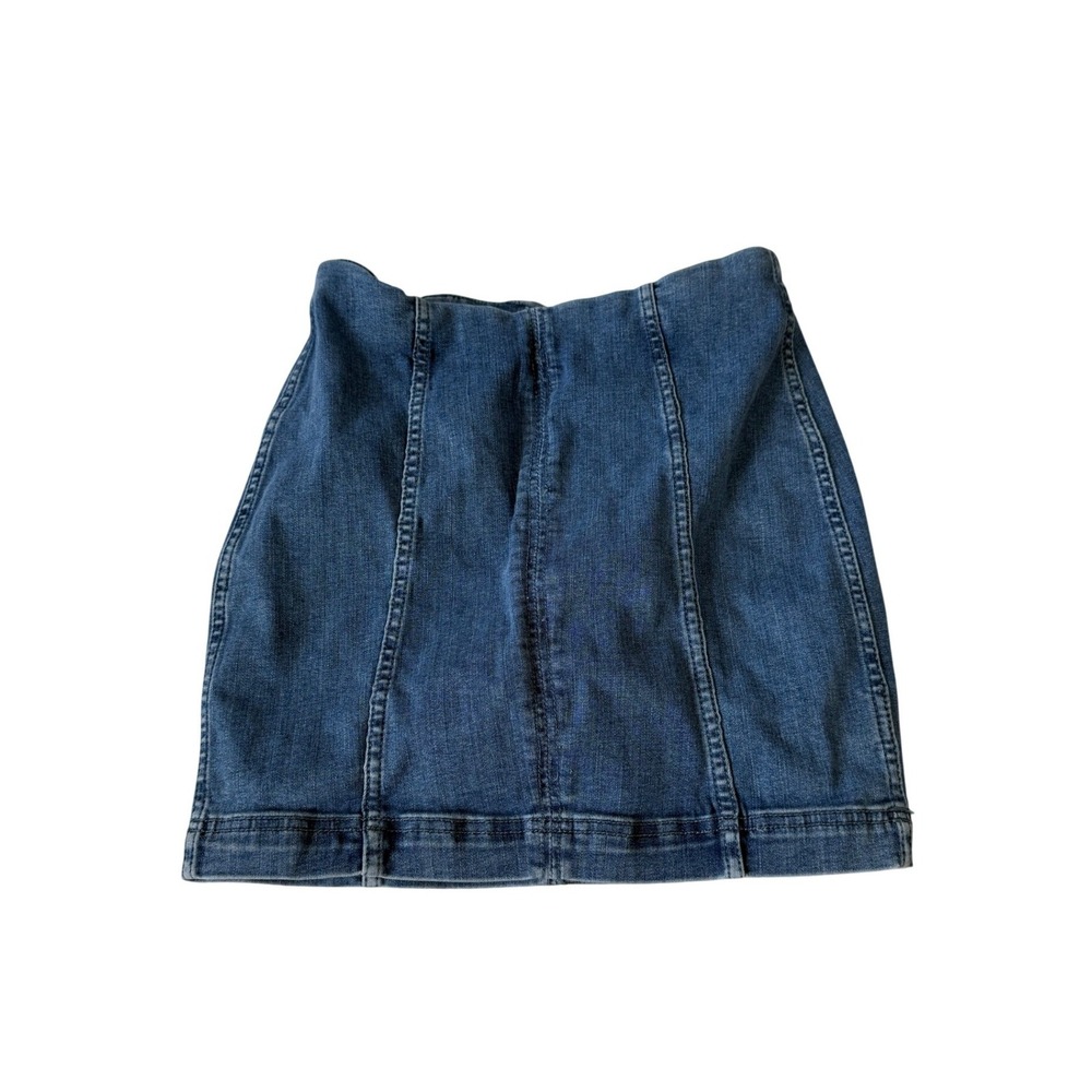 Free People Denim Mini Skirt 4 Blue High Waisted Bodycon Festical Grunge Goth